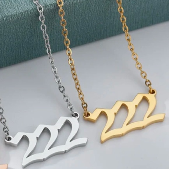 222 Angel Number Necklace Gold or Silver 18 inch length Stainless Steel‎ - Picture 2 of 10